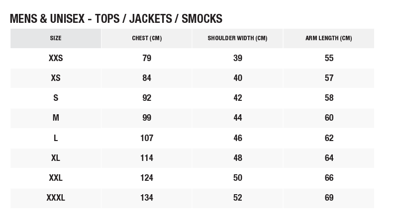 ZHIK MENS JACKETS / TOPS 24 0 Storlekstabell
